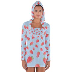 Strawberry Long Sleeve Hooded T-shirt by SychEva