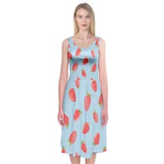 Strawberry Midi Sleeveless Dress by SychEva