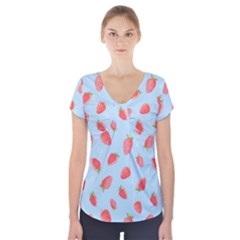 Strawberry Short Sleeve Front Detail Top by SychEva