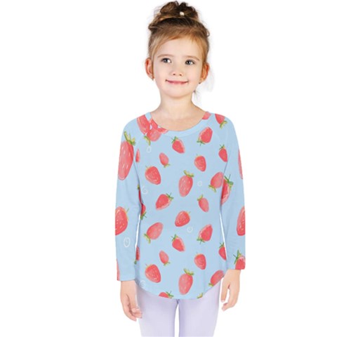 Strawberry Kids  Long Sleeve Tee by SychEva