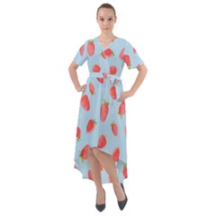 Strawberry Front Wrap High Low Dress by SychEva