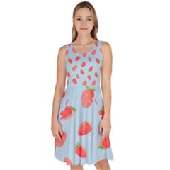 Strawberry Knee Length Skater Dress With Pockets by SychEva