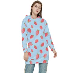 Strawberry Women s Long Oversized Pullover Hoodie by SychEva