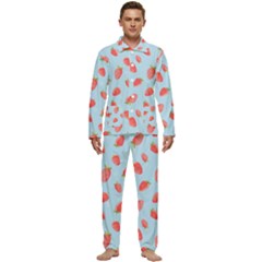 Strawberry Men s Long Sleeve Velvet Pocket Pajamas Set by SychEva