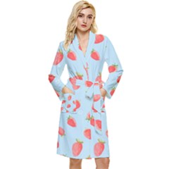 Strawberry Long Sleeve Velvet Robe by SychEva