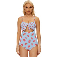 Strawberry Knot Front One-piece Swimsuit by SychEva