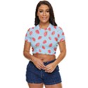 Strawberry Side Button Cropped Tee View1