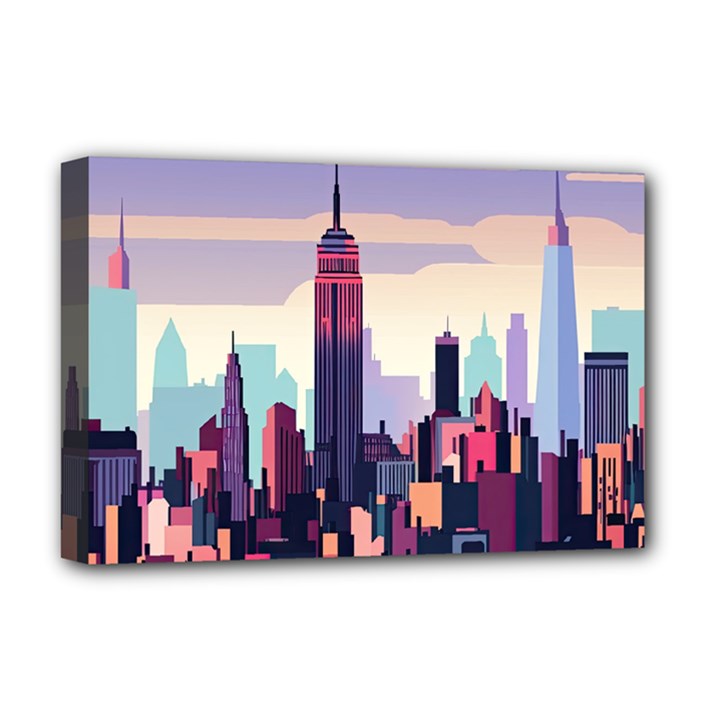 New York Skyline Cityscape Nyc New York City Landmark Deluxe Canvas 18  x 12  (Stretched)