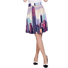 New York Skyline Cityscape Nyc New York City Landmark A-line Skirt by Jancukart