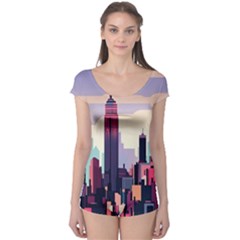 New York Skyline Cityscape Nyc New York City Landmark Boyleg Leotard  by Jancukart