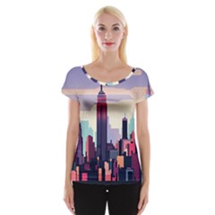 New York Skyline Cityscape Nyc New York City Landmark Cap Sleeve Top