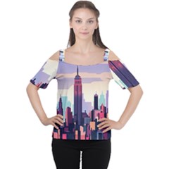 New York Skyline Cityscape Nyc New York City Landmark Cutout Shoulder Tee