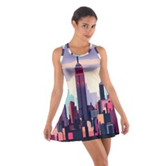 New York Skyline Cityscape Nyc New York City Landmark Cotton Racerback Dress