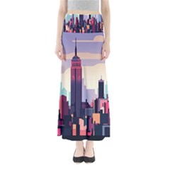 New York Skyline Cityscape Nyc New York City Landmark Full Length Maxi Skirt