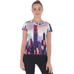 New York Skyline Cityscape Nyc New York City Landmark Short Sleeve Sports Top 