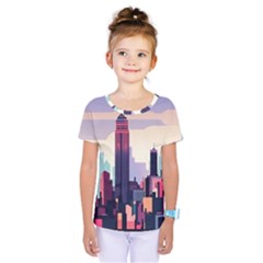 New York Skyline Cityscape Nyc New York City Landmark Kids  One Piece Tee