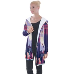 New York Skyline Cityscape Nyc New York City Landmark Longline Hooded Cardigan