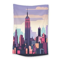 New York Skyline Cityscape Nyc New York City Landmark Small Tapestry by Jancukart