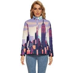 New York Skyline Cityscape Nyc New York City Landmark Women s Puffer Bubble Jacket Coat