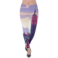 New York Skyline Cityscape Nyc New York City Landmark Velvet Leggings by Jancukart