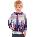 New York Skyline Cityscape Nyc New York City Landmark Kids  Hooded Pullover View1