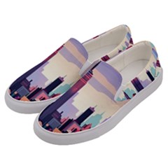 New York Skyline Cityscape Nyc New York City Landmark Men s Canvas Slip Ons