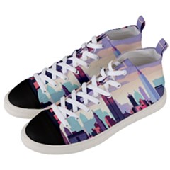 New York Skyline Cityscape Nyc New York City Landmark Men s Mid-top Canvas Sneakers