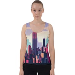 New York Skyline Cityscape Nyc New York City Landmark Velvet Tank Top