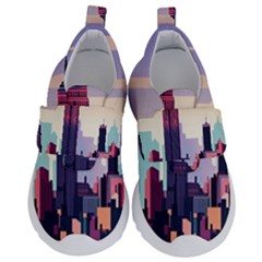 New York Skyline Cityscape Nyc New York City Landmark Kids  Velcro No Lace Shoes