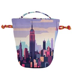 New York Skyline Cityscape Nyc New York City Landmark Drawstring Bucket Bag