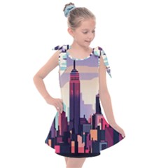 New York Skyline Cityscape Nyc New York City Landmark Kids  Tie Up Tunic Dress