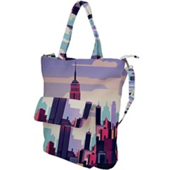 New York Skyline Cityscape Nyc New York City Landmark Shoulder Tote Bag by Jancukart