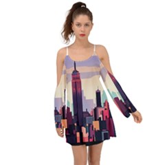 New York Skyline Cityscape Nyc New York City Landmark Boho Dress