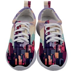 New York Skyline Cityscape Nyc New York City Landmark Kids Athletic Shoes by Jancukart