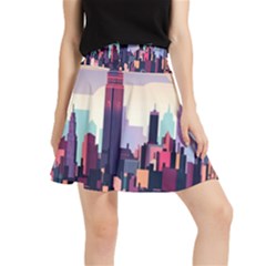 New York Skyline Cityscape Nyc New York City Landmark Waistband Skirt