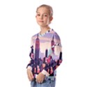 New York Skyline Cityscape Nyc New York City Landmark Kids  Long Sleeve Tee with Frill  View2