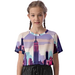 New York Skyline Cityscape Nyc New York City Landmark Kids  Basic Tee