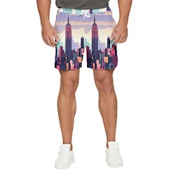 New York Skyline Cityscape Nyc New York City Landmark Men s Runner Shorts by Jancukart