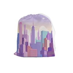 New York Skyline Cityscape Nyc New York City Drawstring Pouch (Large)