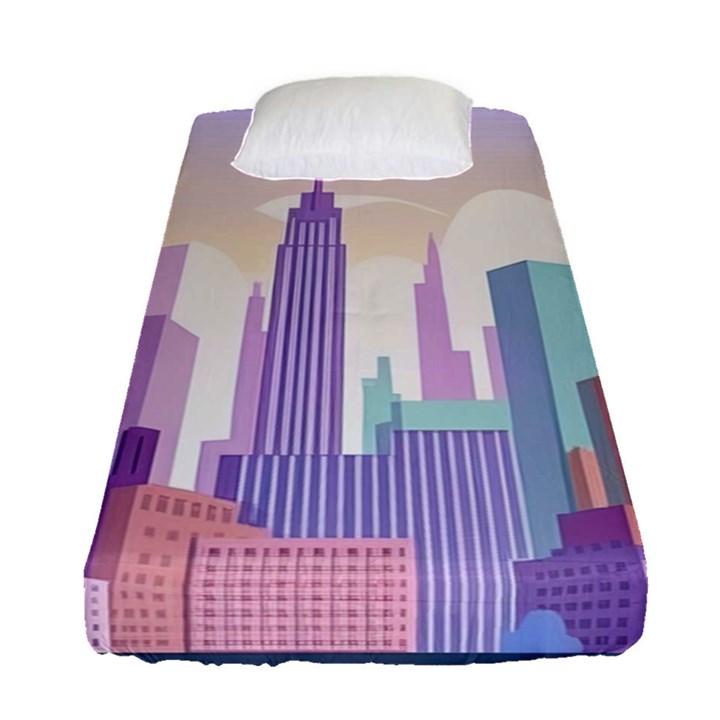 New York Skyline Cityscape Nyc New York City Fitted Sheet (Single Size)