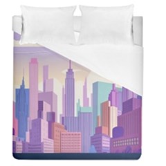 New York Skyline Cityscape Nyc New York City Duvet Cover (Queen Size)