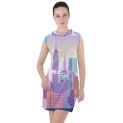 New York Skyline Cityscape Nyc New York City Drawstring Hooded Dress