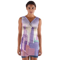 New York Skyline Cityscape Nyc New York City Wrap Front Bodycon Dress