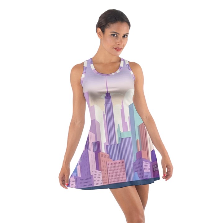 New York Skyline Cityscape Nyc New York City Cotton Racerback Dress