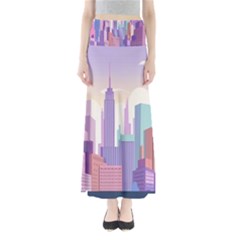 New York Skyline Cityscape Nyc New York City Full Length Maxi Skirt