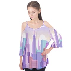 New York Skyline Cityscape Nyc New York City Flutter Tees