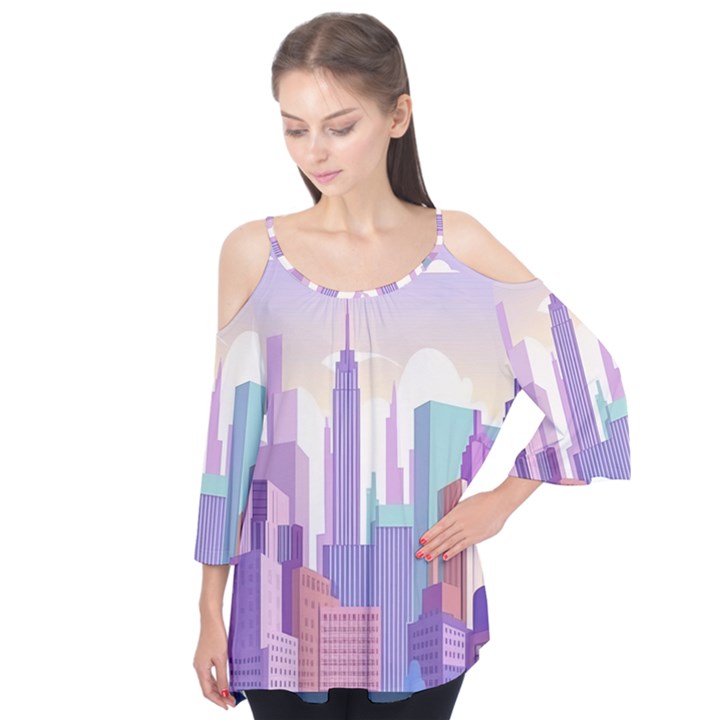 New York Skyline Cityscape Nyc New York City Flutter Tees