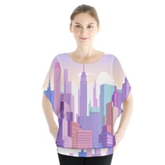 New York Skyline Cityscape Nyc New York City Batwing Chiffon Blouse