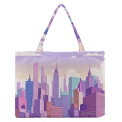 New York Skyline Cityscape Nyc New York City Zipper Medium Tote Bag