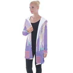 New York Skyline Cityscape Nyc New York City Longline Hooded Cardigan